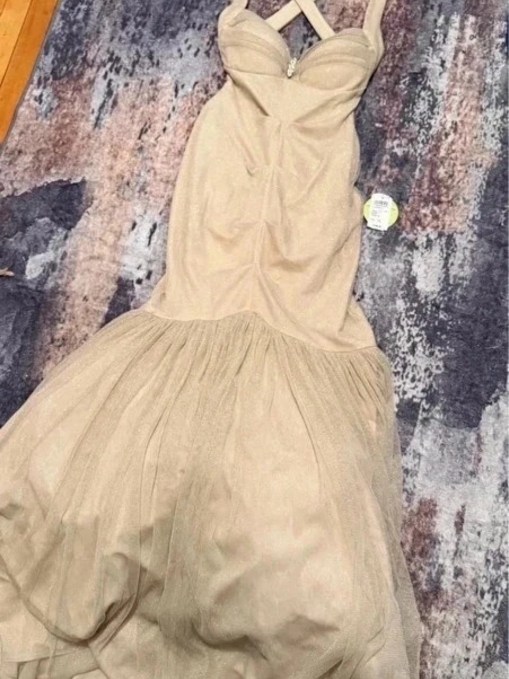 Blonde by Stacy Skylar Champagne Tulle Mermaid Gown